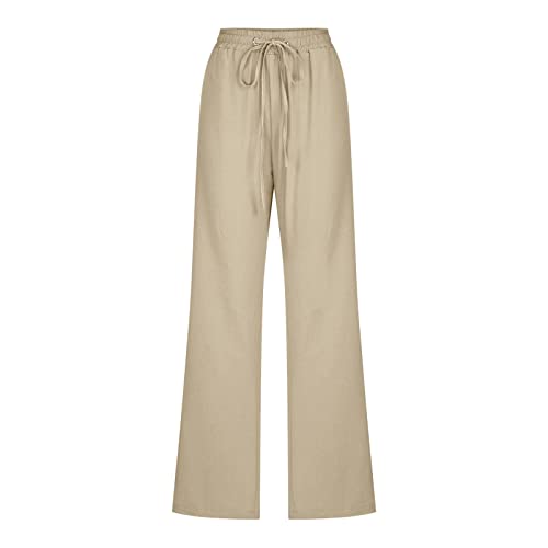 Women Wide Leg Cotton Linen Pants V1777