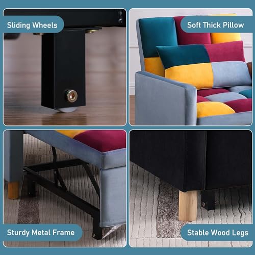 Grey 3 in 1 Convertible Folding Sofa Chair with Pillow Z28699