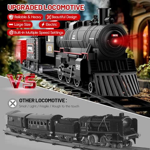 Electric Train Set with Smoke, Lights & Sound, Steam Locomotives, Cars and Tracks P3798