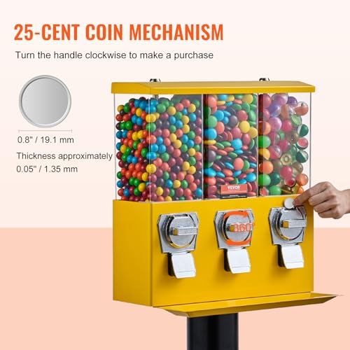 Yellow Triple Compartment Candy Dispenser with Iron Stand J380591