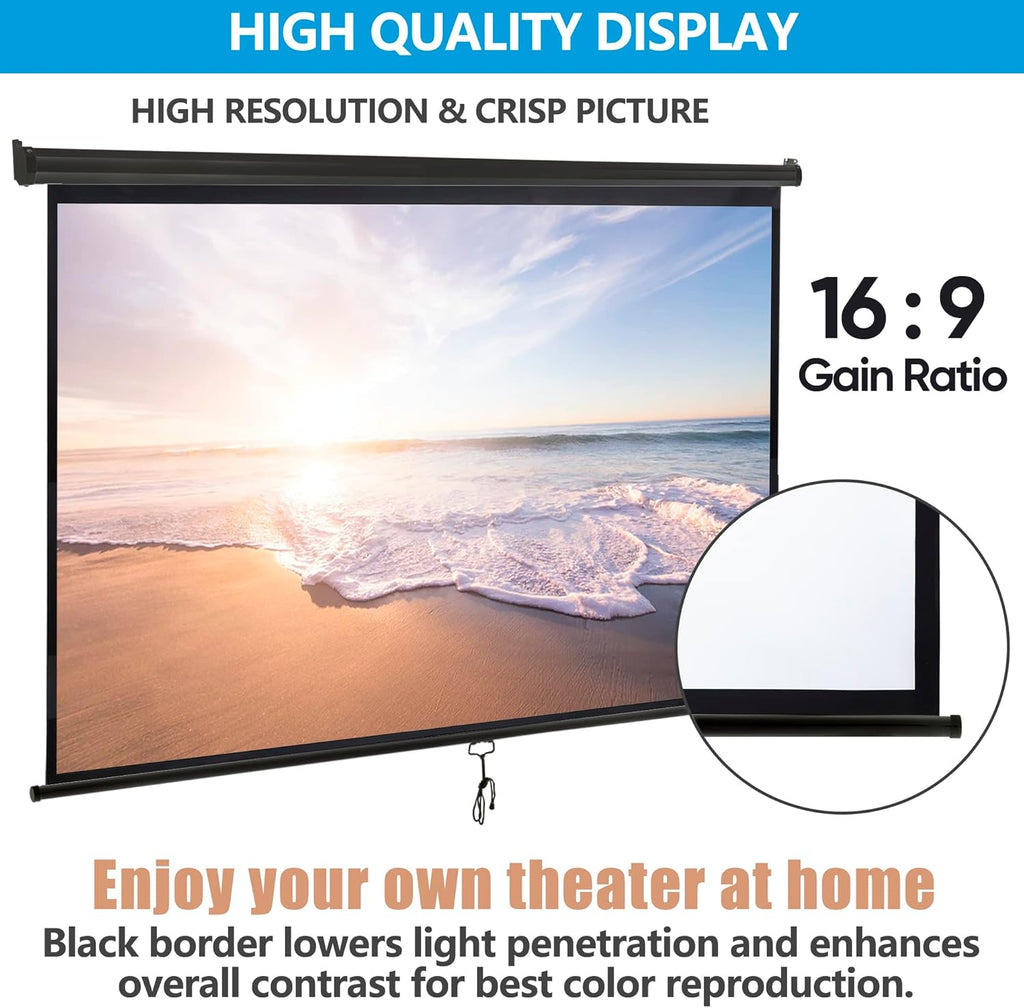 100 Inch 16:9 HD Pull Down Projector Screen S6459