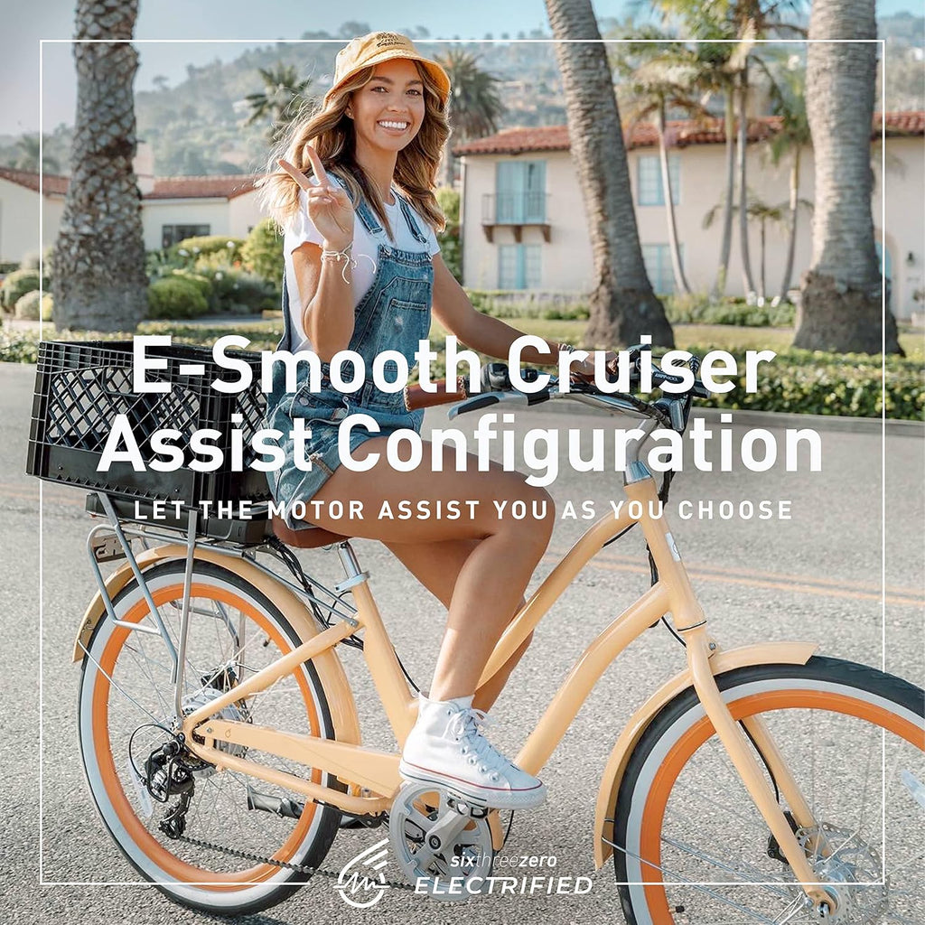 7-Speed Step Through Electric Beach Cruiser Bike, 250 Watt Motor, 26 Inch Wheels, Navy C20403