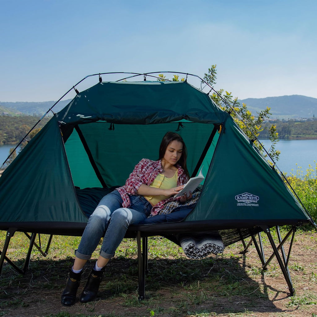 Green 2 Person Tent Cot with Rain Fly and Carry Bag K25145