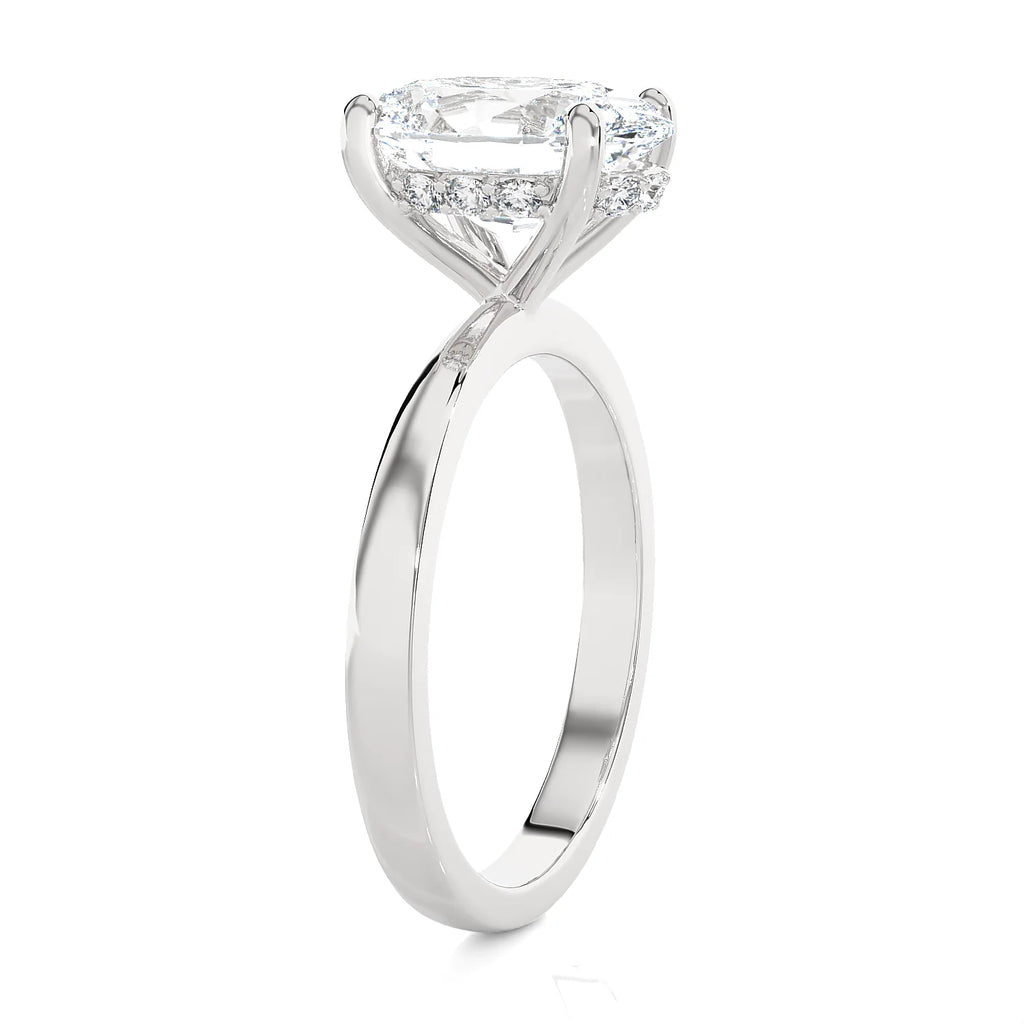 3.10Ct Oval Diamond Side Halo Engagement Ring in 14k Gold U74812