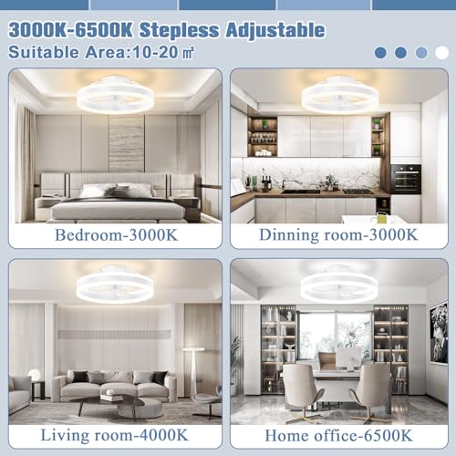 15.7in Low Profile Bladeless LED Ceiling Fan with Remote D8730