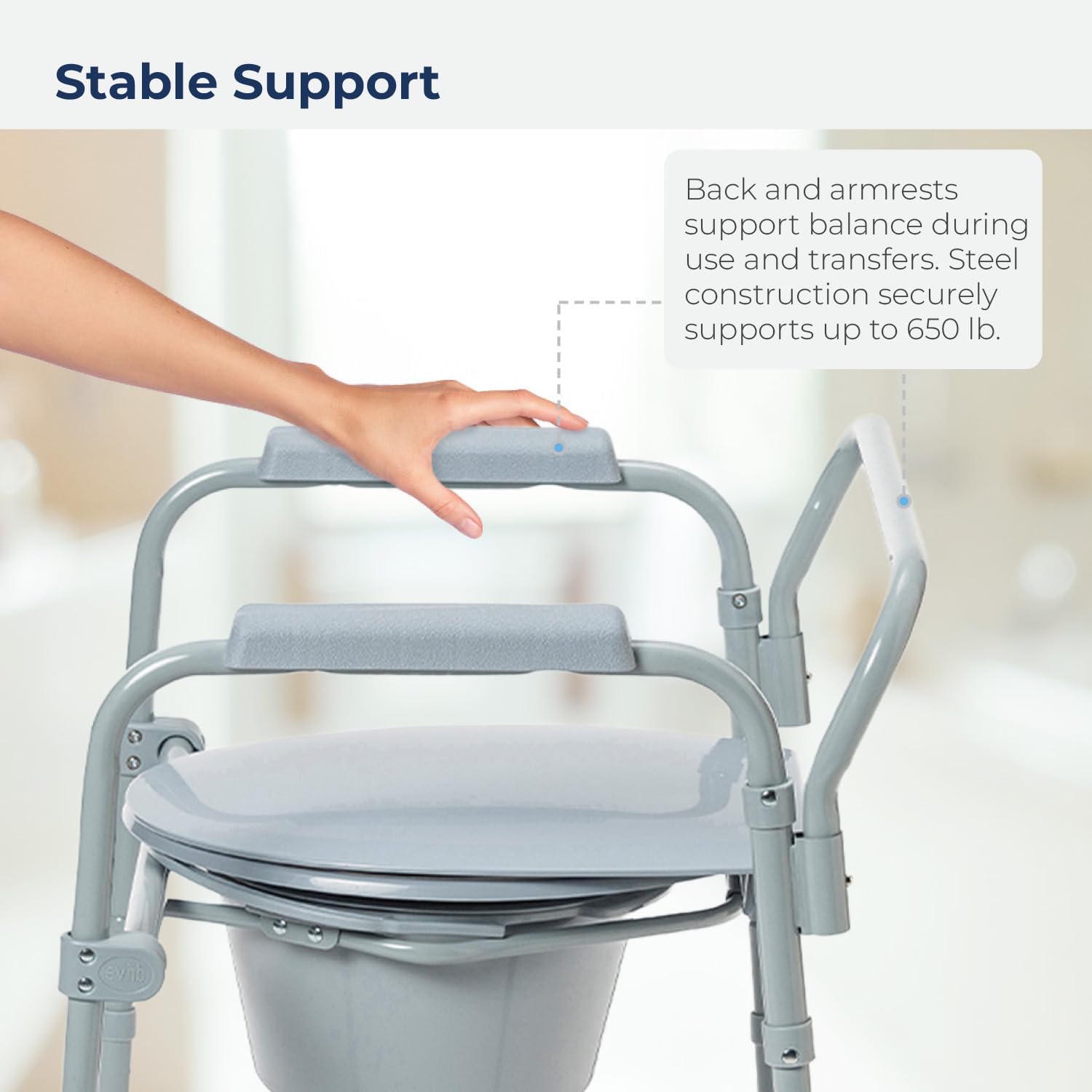 Gray Bariatric Commode Chair with Arms N751