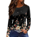 Womens Long Sleeve V-Neck Floral Print Tunic Blouses B65798