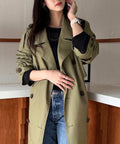 Oversized Double-Breasted Long Trench Coat X143