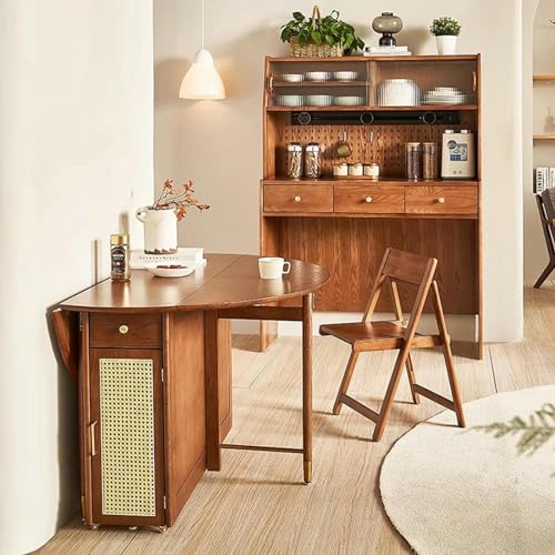 Folding Wood Round Dining Table with Storage Space R7881