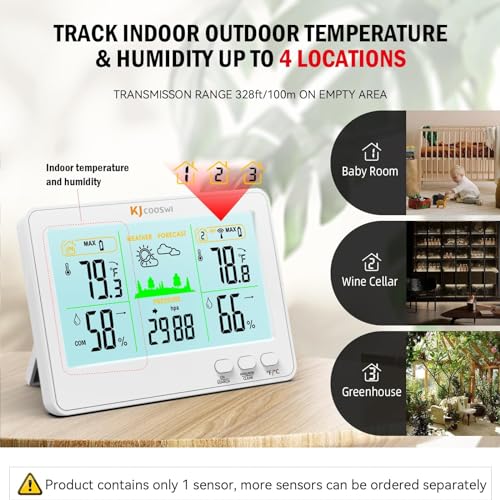 Black Wireless Thermometer Hygrometer Weather Station U29083