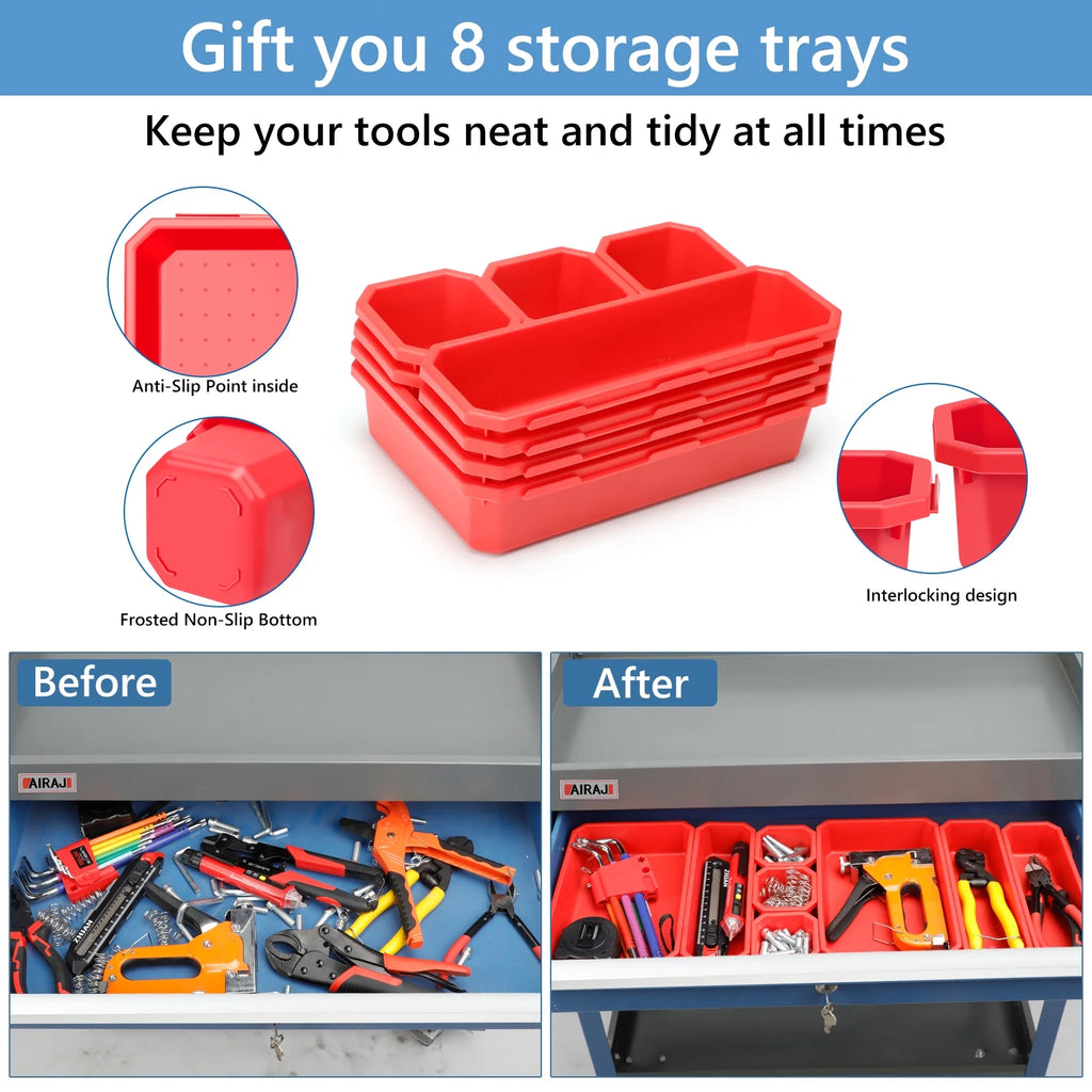 Tool Trolley with Hook, Non-slip Pearl Set, Ergonomic Handles, Rubber Brake Wheels K557
