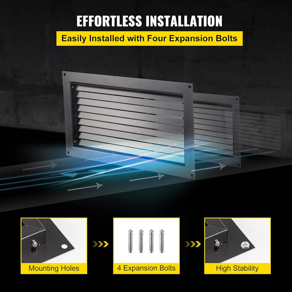 Black 8" x 16" Wall Mounted Flood Vent A118705