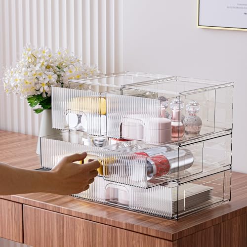 3 Pack Clear Acrylic Drawer Cosmetic Organizer Q212