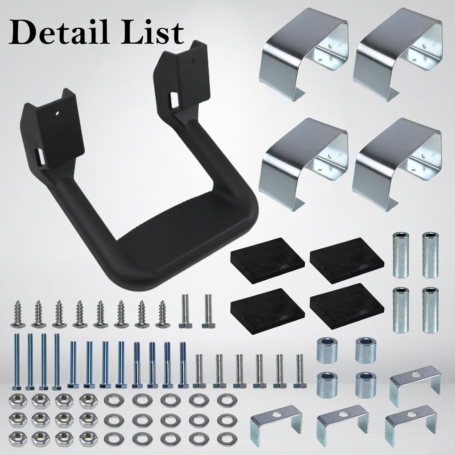 Black Powder Coated Truck Side Step Set - 2 Pieces (1 Pair) with Mounting Brackets E969715
