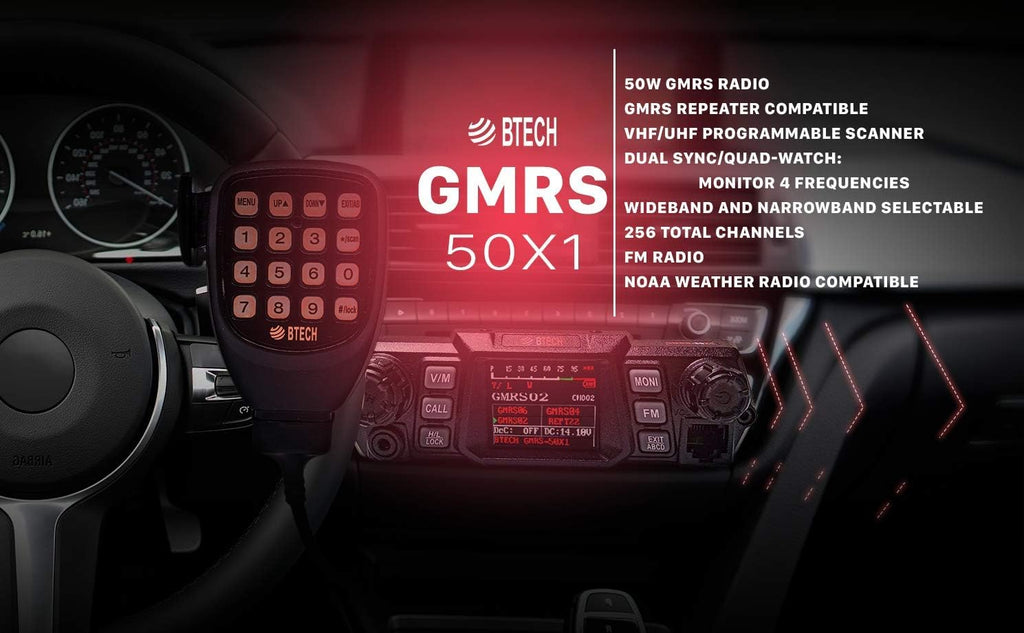 50 Watt GMRS Two-Way Radio with Dual Band Scanning Receiver B9852