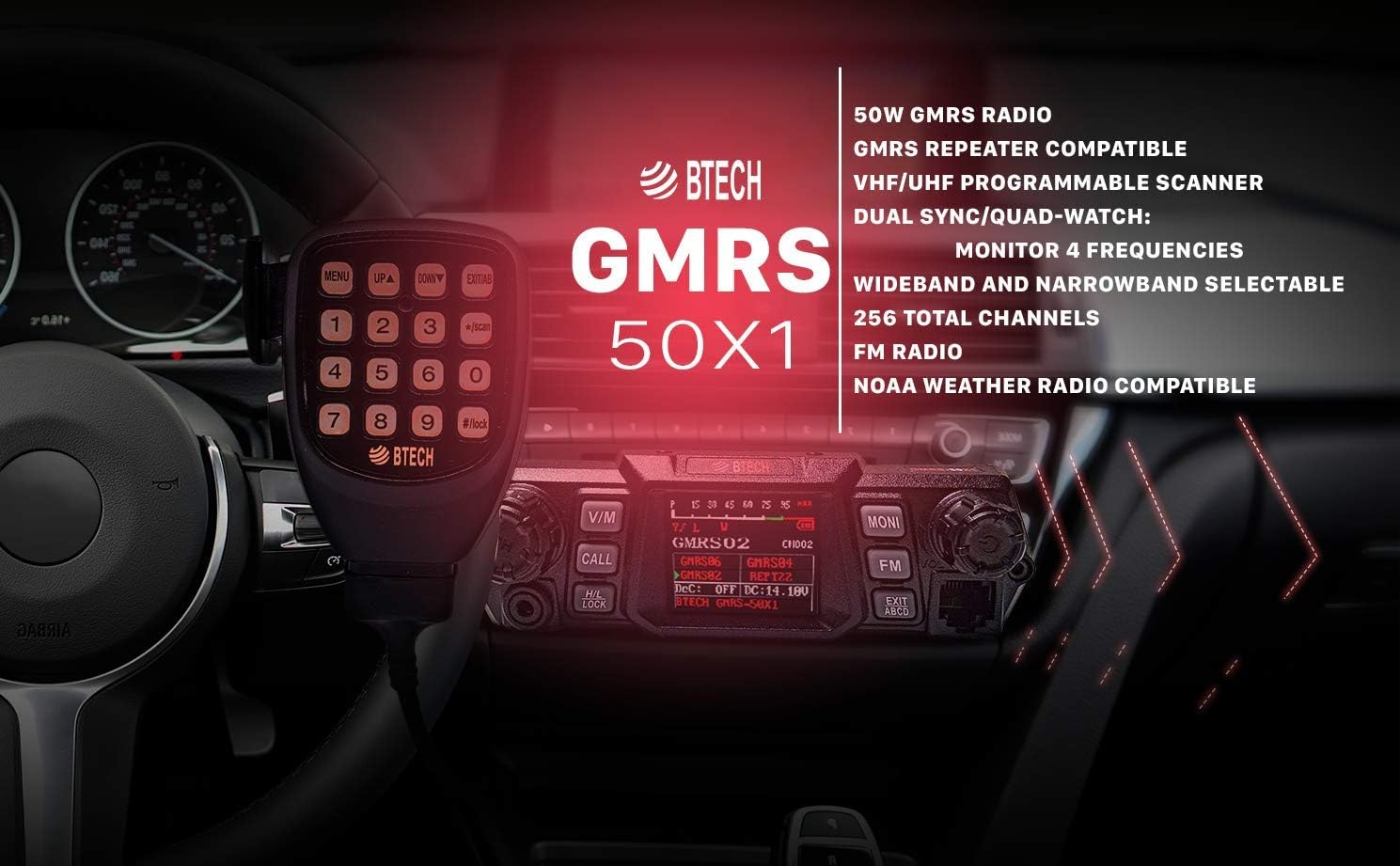 50 Watt GMRS Two-Way Radio with Dual Band Scanning Receiver B9852