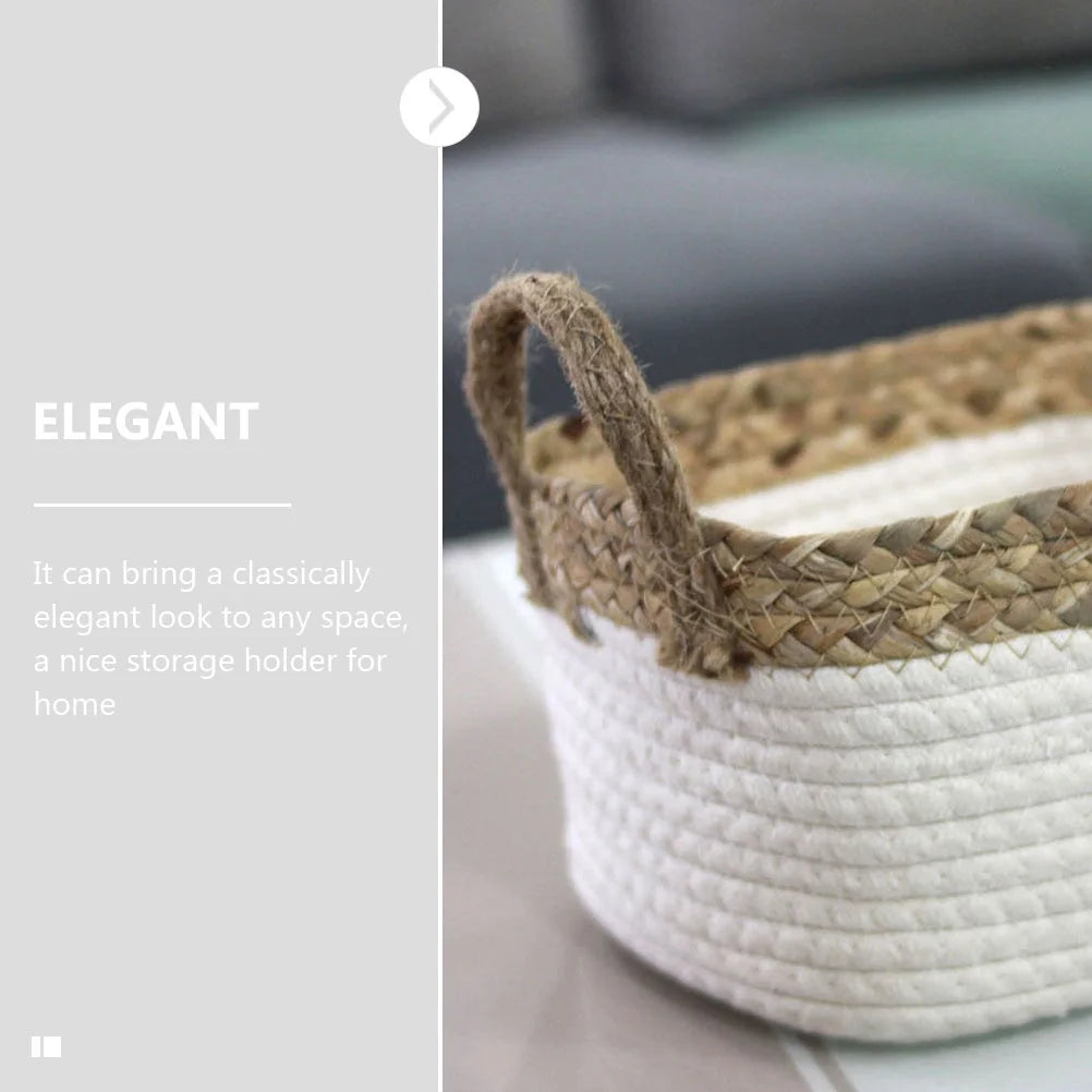 Cotton Rope Woven Basket Storage Boxes with Lids V3009