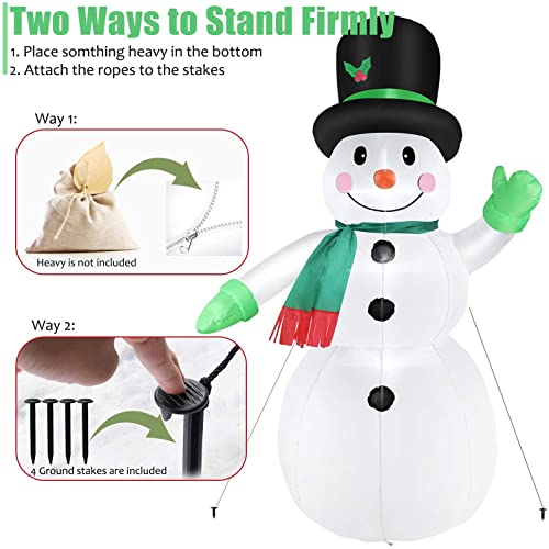 7 FT Christmas Inflatable Santa Claus with Green Gift Bag Built-in LED Lights V16053