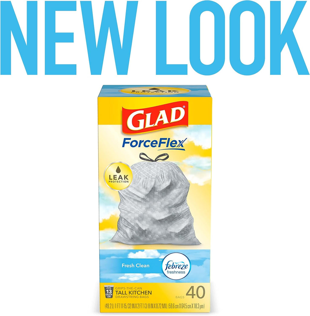 13 Gal Tall Kitchen Drawstring Garbage Bags, 40 Ct N605718