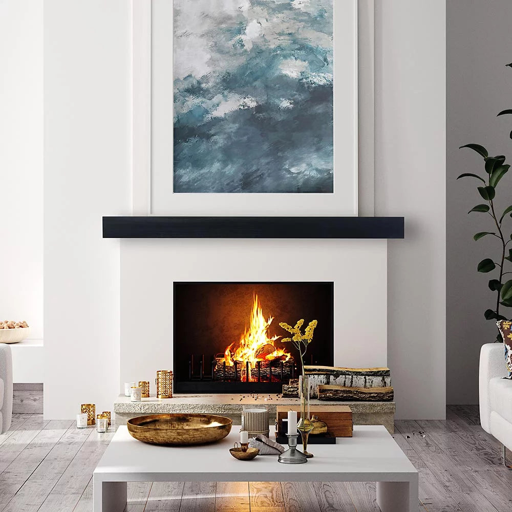 Black 48" Floating Mantel Shelf with Corbels N188832