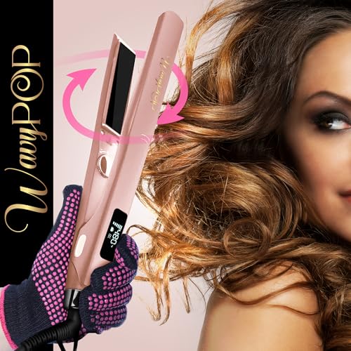 Flat Iron Hair Straightener & Curler 2 in 1 Pure Titanium 1.25" Rose Gold O653