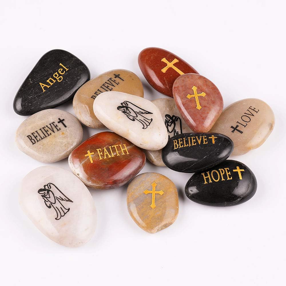 50PCS 2"-3" Engraved Inspirational Stones N33882