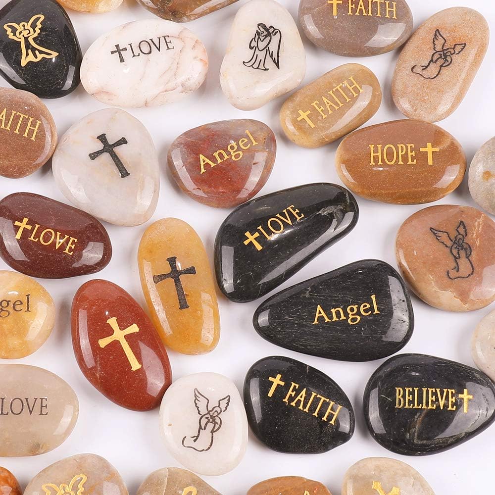 50PCS 2"-3" Engraved Inspirational Stones N33882