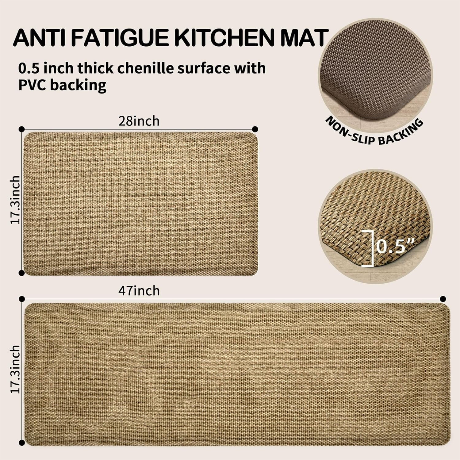 Grey/Green 17.3"x47" Anti-Fatigue Non Slip Kitchen Mat P962067