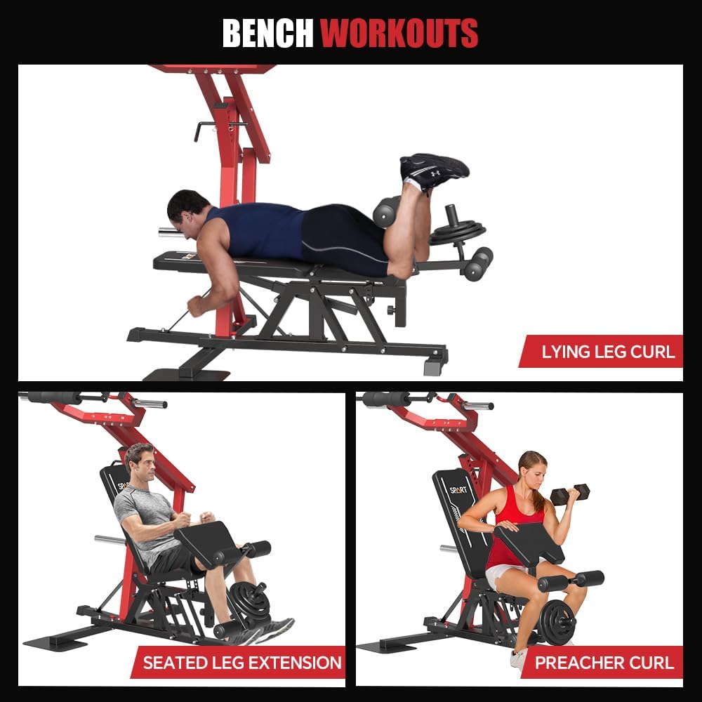Red Multifunctional Strength Training Station with Multi Bench Press P339172