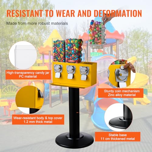 Yellow Triple Compartment Candy Dispenser with Iron Stand J380591