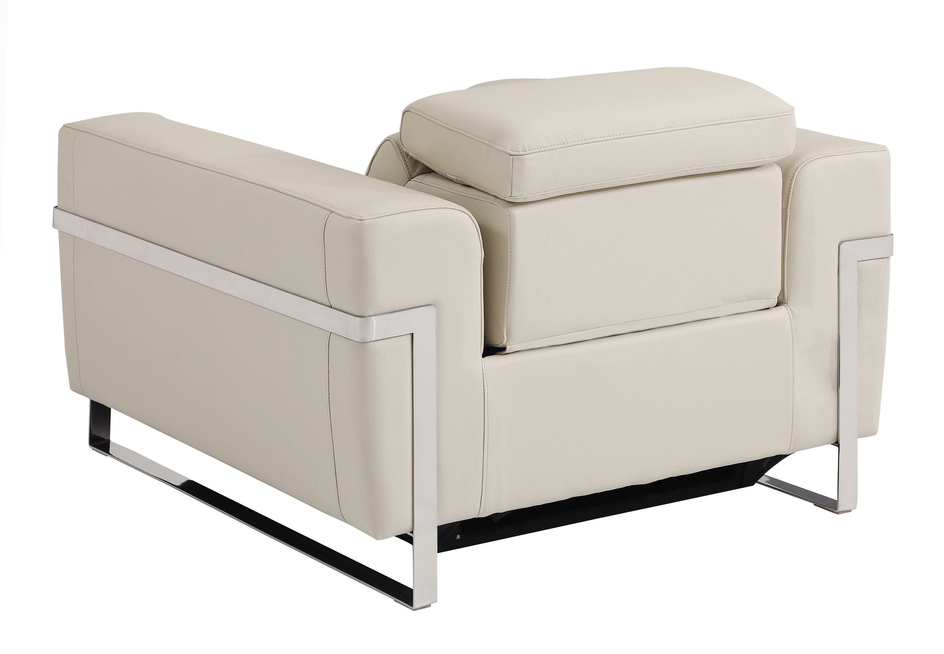 Beige Top Grain Italian Leather Power Recliner Chair O5017