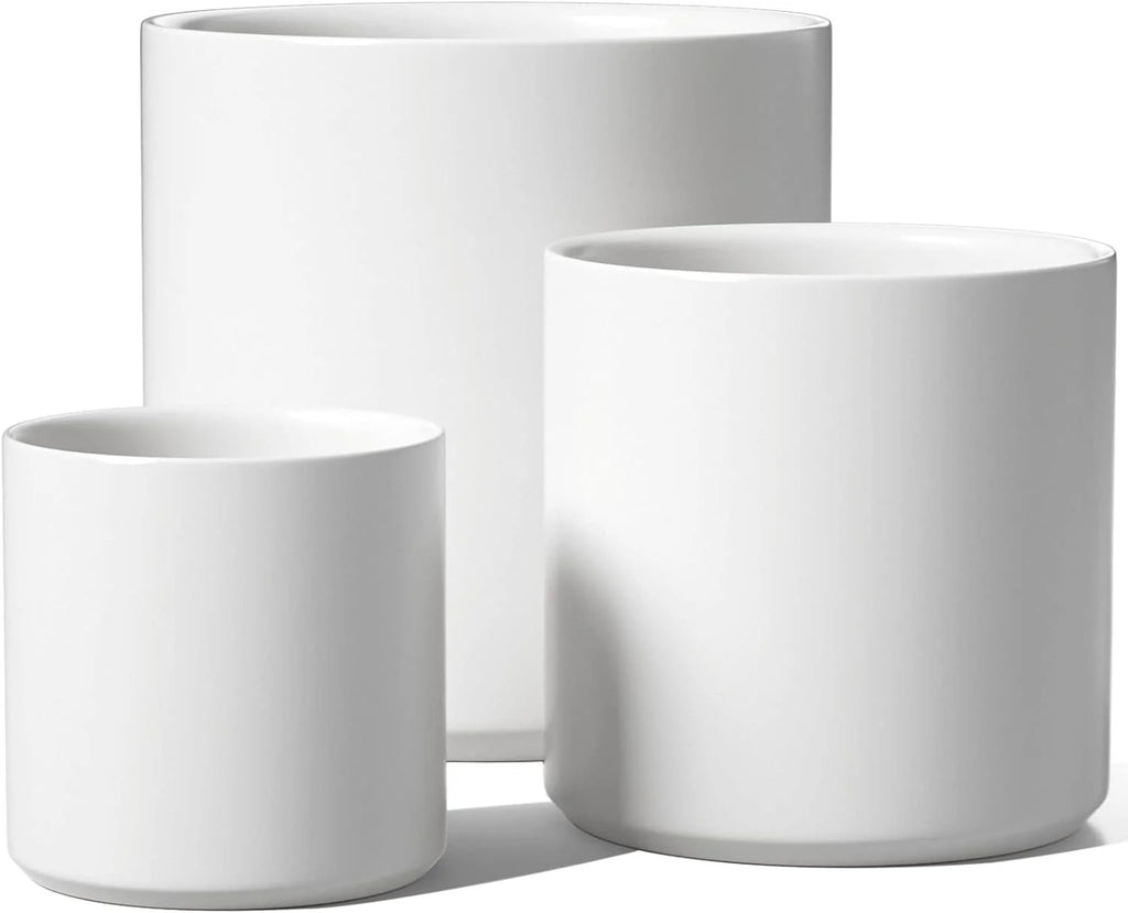 10/8/6 Inch White Ceramic Plant Pots Set of 3 R2357