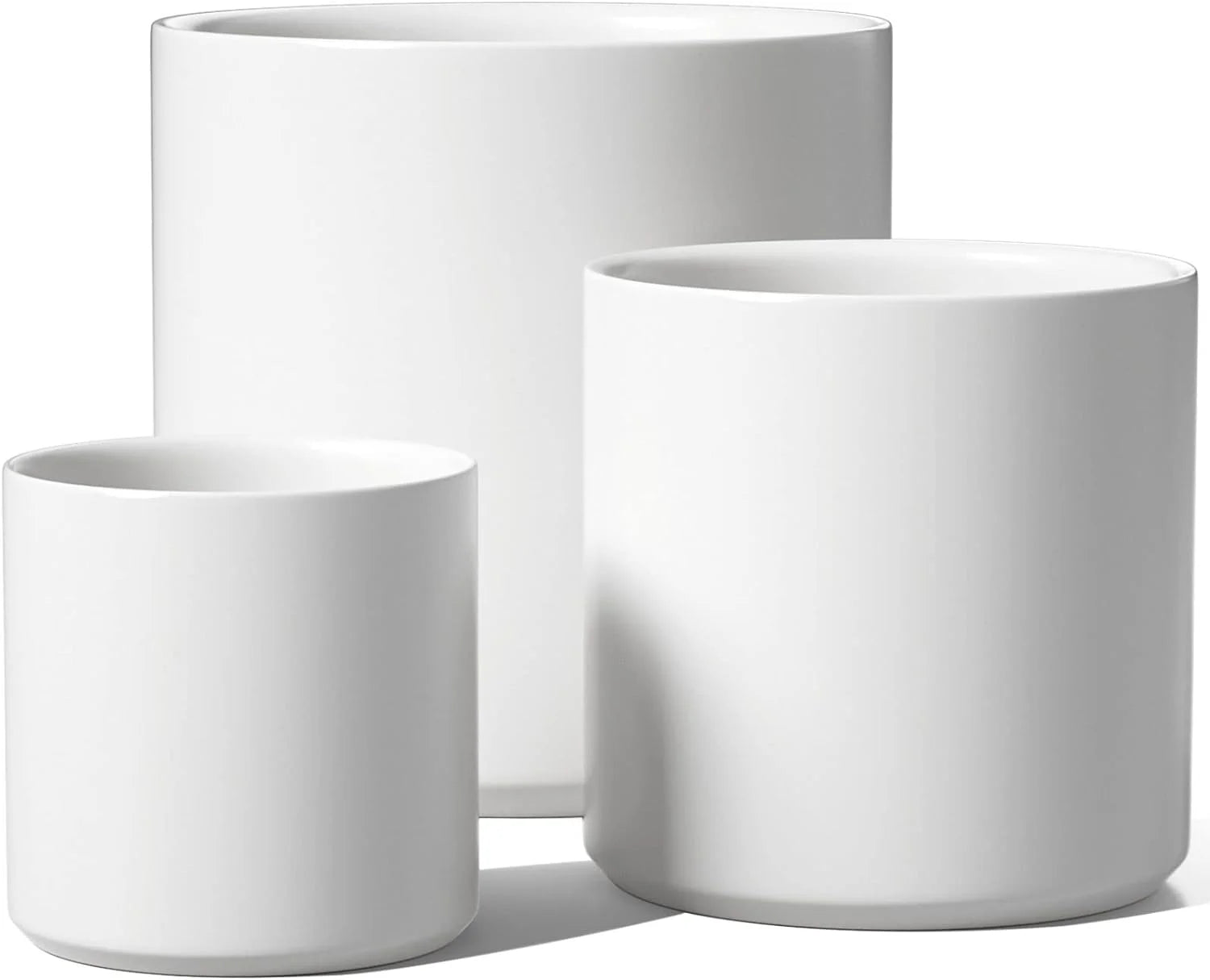 10/8/6 Inch White Ceramic Plant Pots Set of 3 R2357