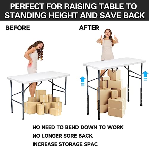 (4-Pack) Steel Folding Table Leg Extenders, Adjustable 3.6in/5.2in N6632