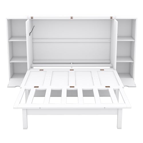 Queen Size Solid Wood Murphy Wall Bed with Storage T8400