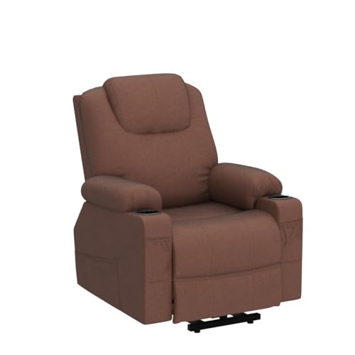 Light Brown Fabric Power Lift Recliner Chair with Heat and Massage Z370350