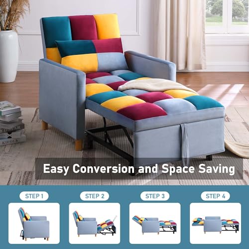 Grey 3 in 1 Convertible Folding Sofa Chair with Pillow Z28699
