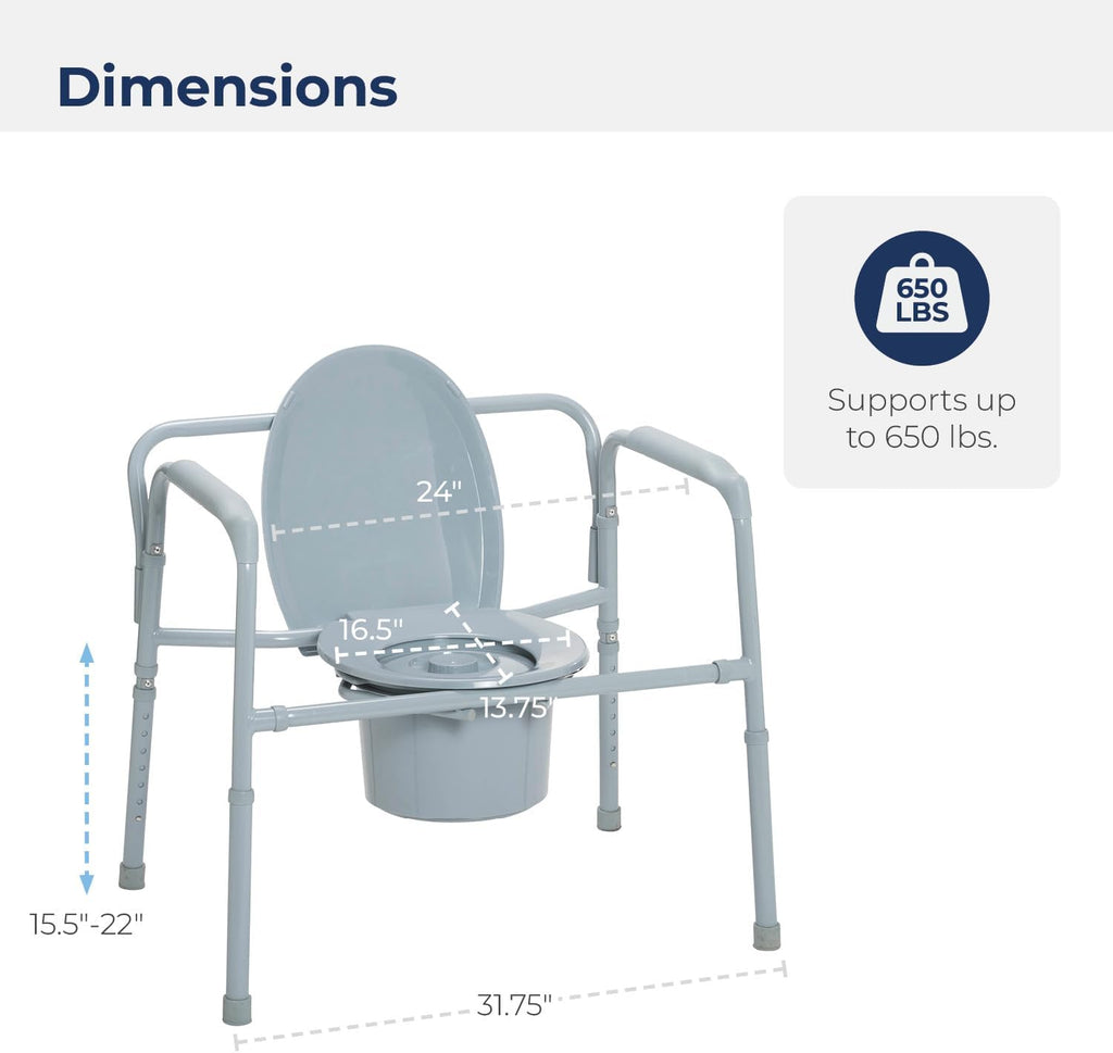 Gray Bariatric Commode Chair with Arms N751