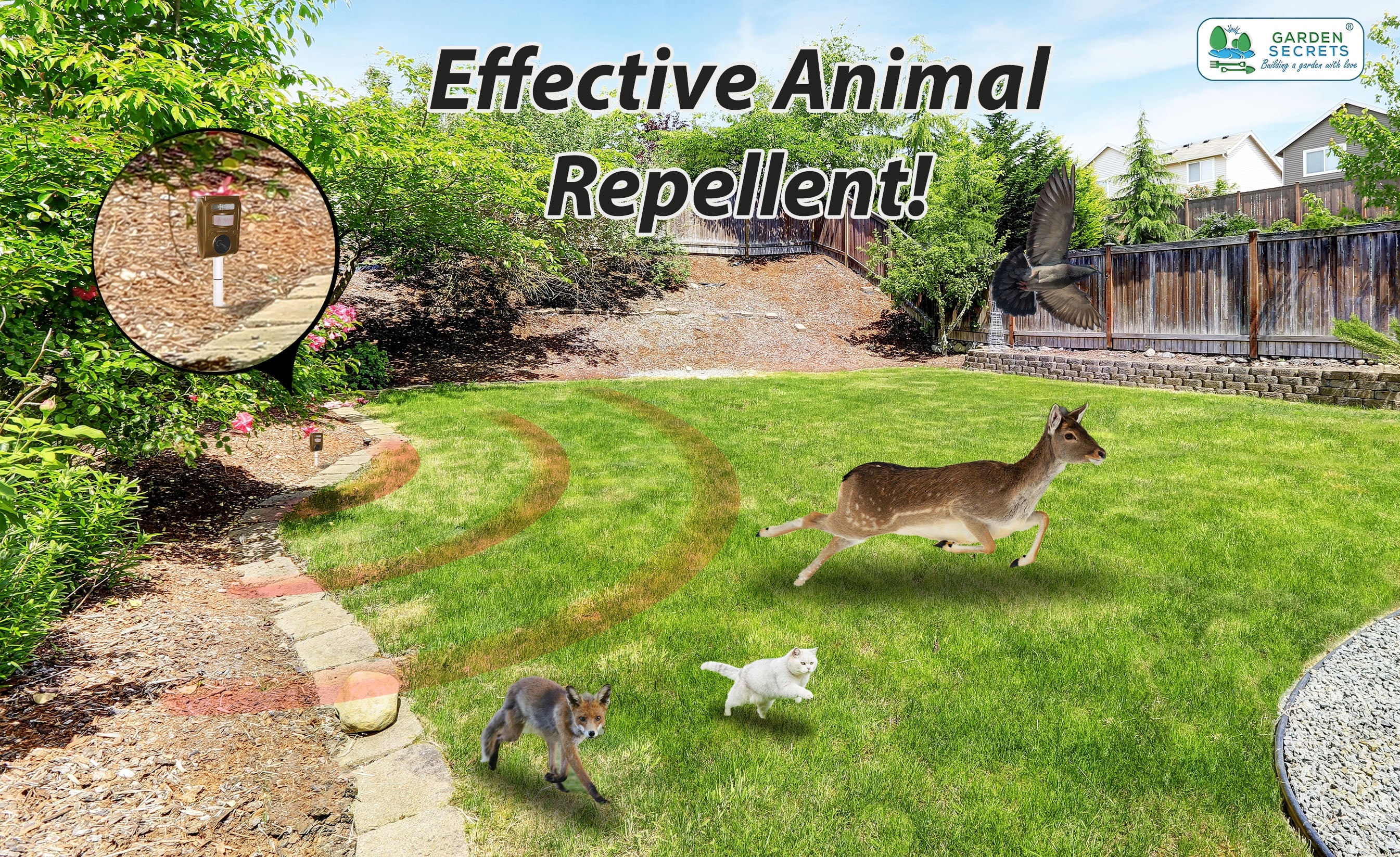 Compact Solar Ultrasonic Animal Repellent S6045