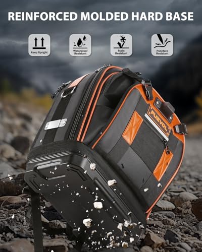 Brown Heavy Duty Tool Backpack with Removable Tool Organizer and Laptop Compartment U2183