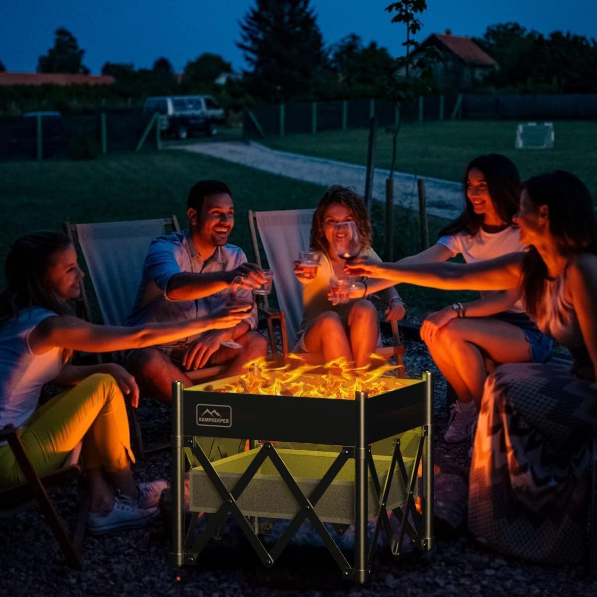 18 Inch Portable Wood Burning Fire Pit with Heat Shield E19841