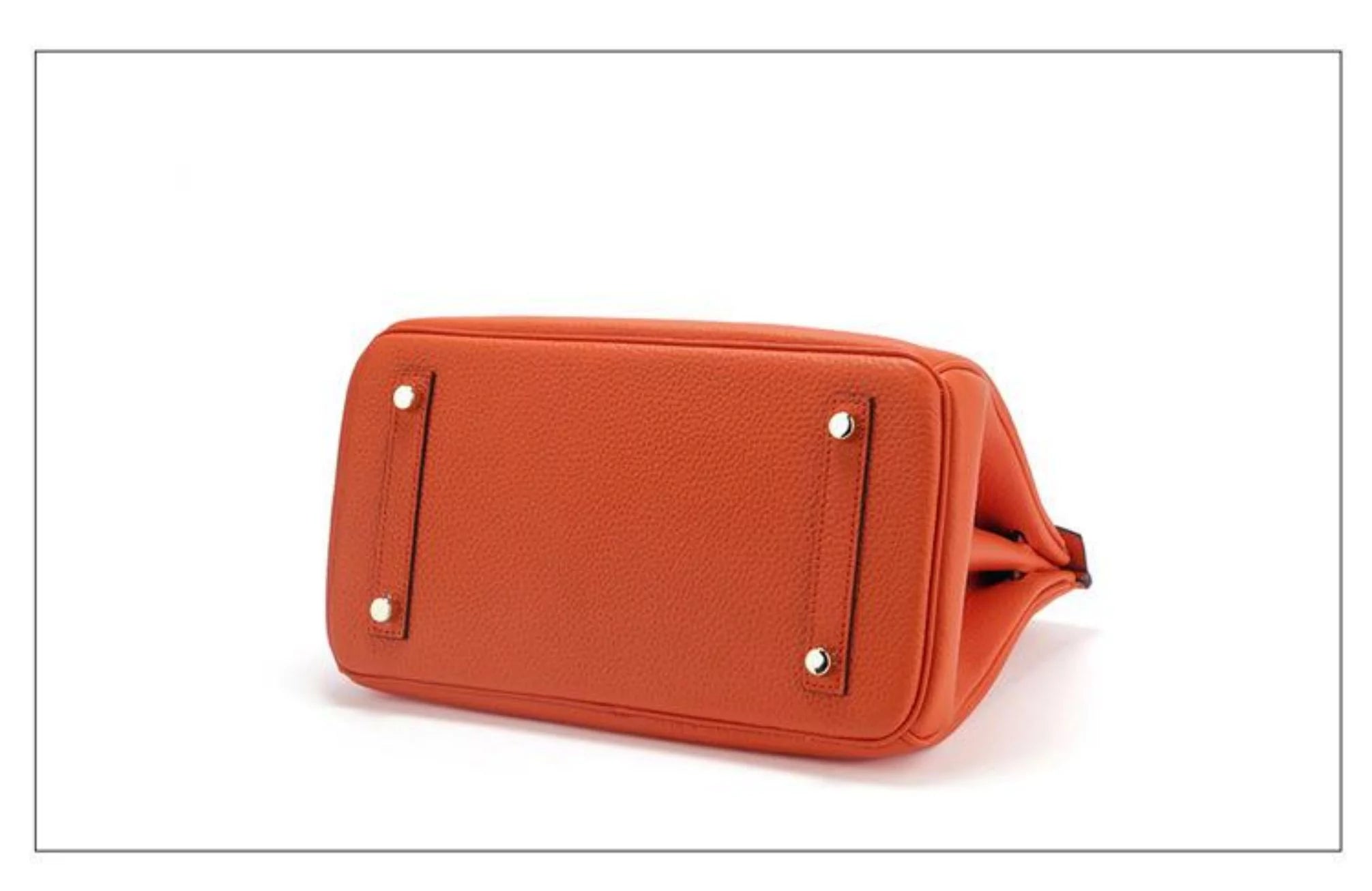 Genuine Leather Tote Shoulder Bag Orange U410