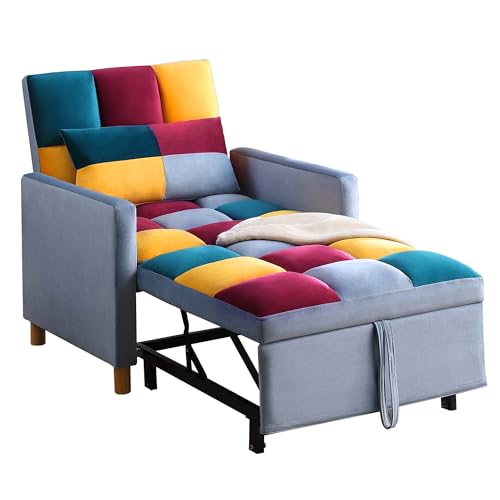Grey 3 in 1 Convertible Folding Sofa Chair with Pillow Z28699