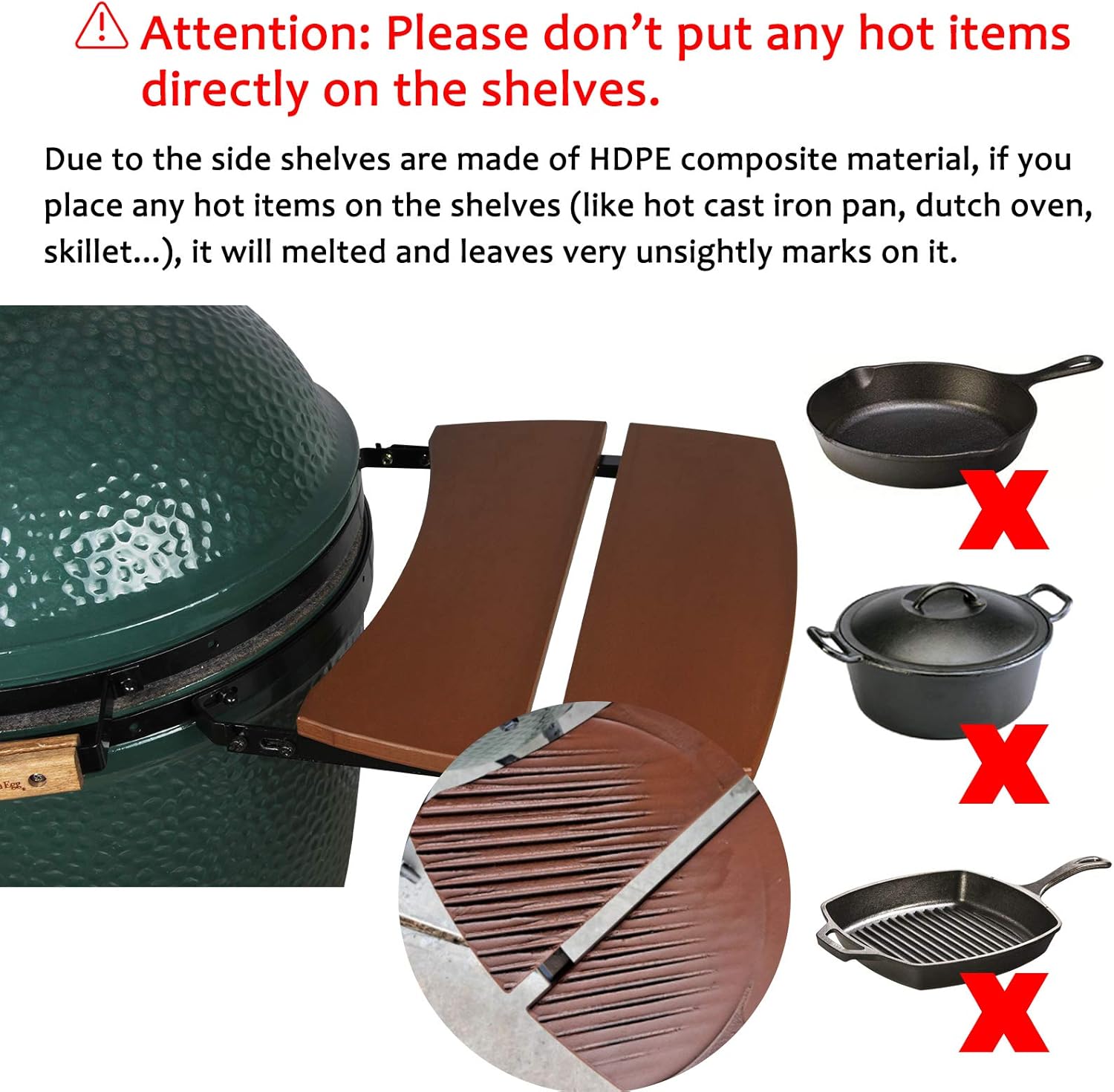 HDPE Grill Side Shelves - 3 Shelves Slats Q827