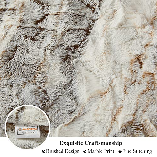 Marble Light Grey 50x60 Faux Fur Throw Blanket S4601