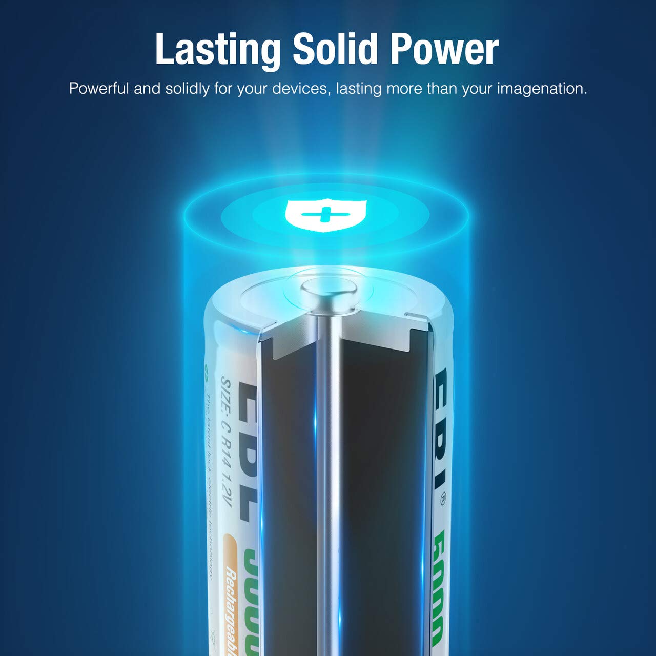Pack of 4 Rechargeable C Batteries 5000mAh Ni-MH L9989