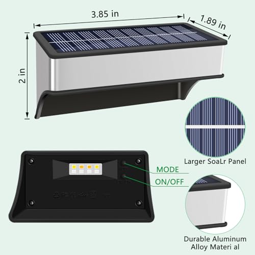 8 Pack Solar Wall Lights Outdoor 60 Lumen Waterproof Warm&Cool White RGB T178500