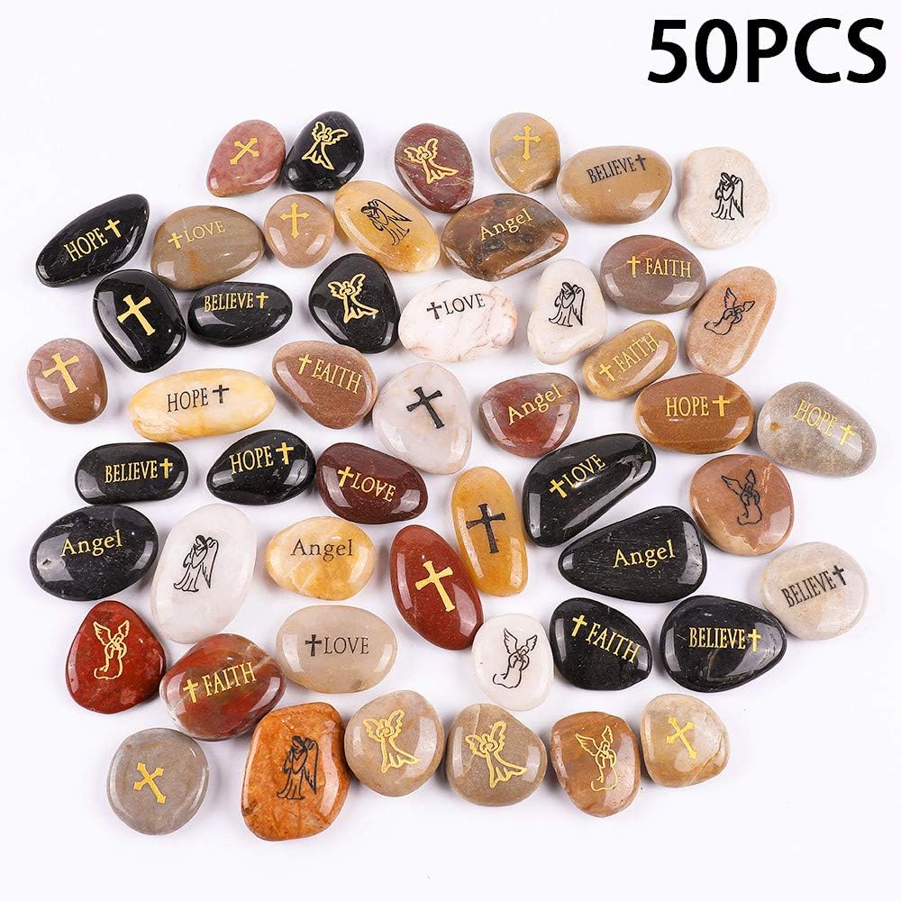 50PCS 2"-3" Engraved Inspirational Stones N33882