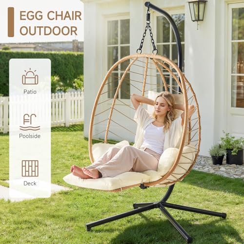 Hanging Egg Chair with Cushion and Stand U61780