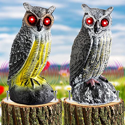 Gray Plastic Owl Decoy with Red Flashing Eyes, 2 Pcs X725858